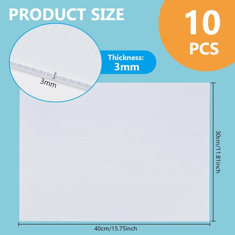 Yard Sign Blank - 10枚入り 白色波形プラスチックシート 15.7x11.8インチ 無地ヤードサイン ポスターボード オフィス、屋外、庭用