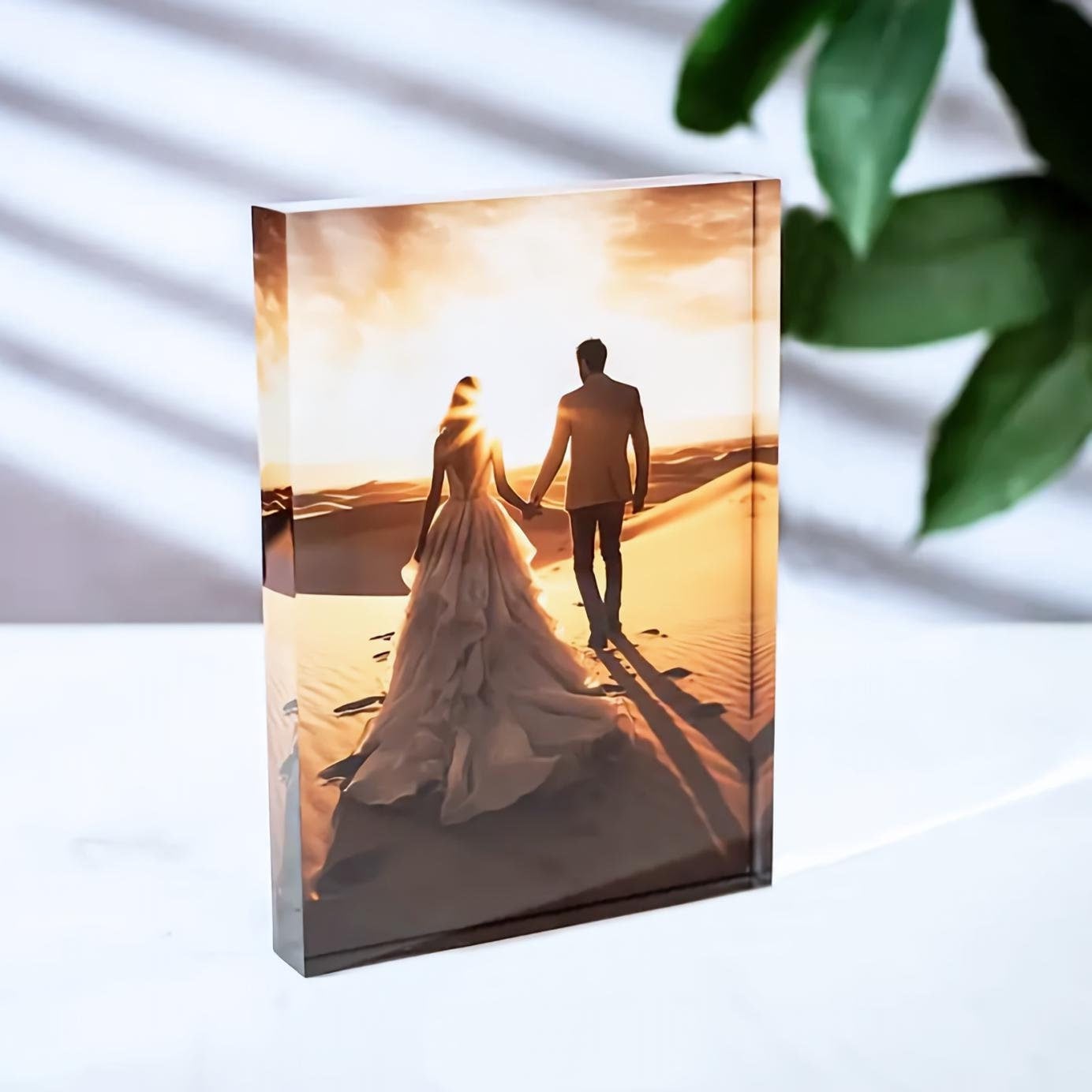 Photo Acrylic Block - 1個入りカスタムアクリルフォトブロック、家族、カップル、結婚記念日、誕生日、ホームデスク装飾用のパーソナライズされた写真ディスプレイ
