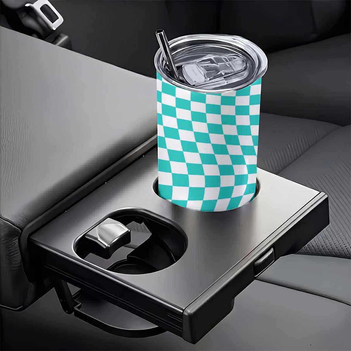20オンス ティールとホワイトのチェック柄ウェーブ模様 ステ - Tumbler 20Oz White のレビューと価格