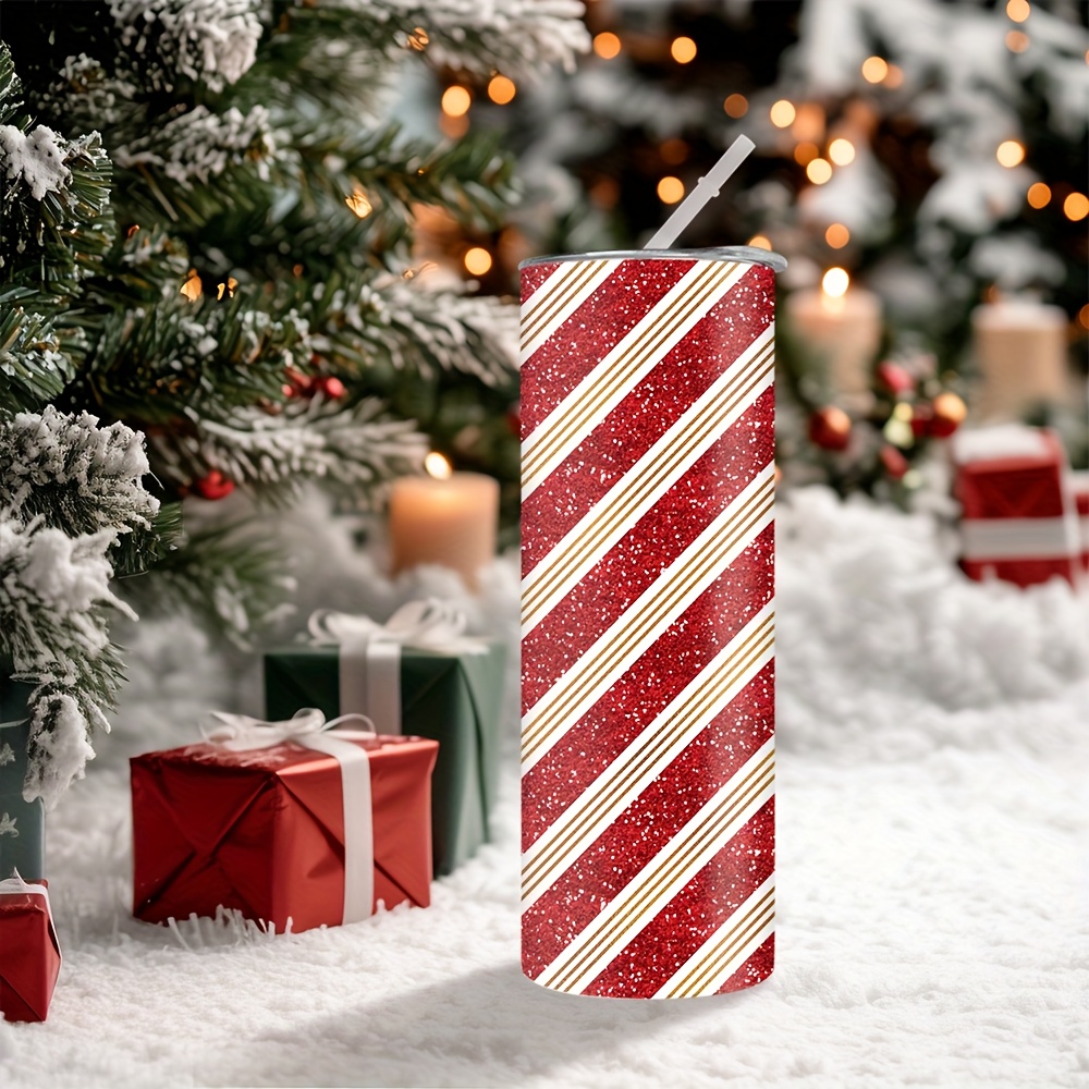 20オンスのクリスマス用赤白斜めストライプ柄ストレートウォー - Tumbler 20Oz White のレビューと価格